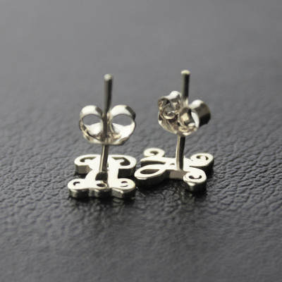 Personalised Single Monogram Stud Earrings Sterling Silver - The Name Jewellery™