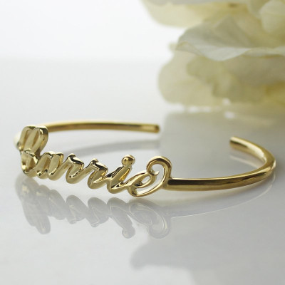 Personalised 18ct Gold Plated Name Bangle Bracelet - The Name Jewellery™