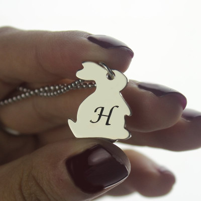 Personalised Rabbit Initial Charm Pendant Sterling Silver - The Name Jewellery™