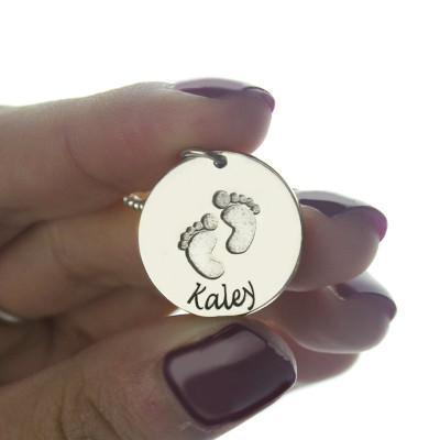 Memory Baby Footprints Name Necklace Sterling Silver - The Name Jewellery™