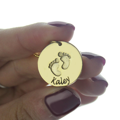 Personalised Baby Footprints Name Necklace 18ct Gold Plated - The Name Jewellery™
