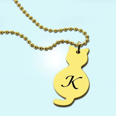 Gold Over Cat Initial Pendant Necklace - The Name Jewellery™