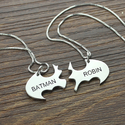 Batman Best Friend Name Necklace Sterling Silver - The Name Jewellery™
