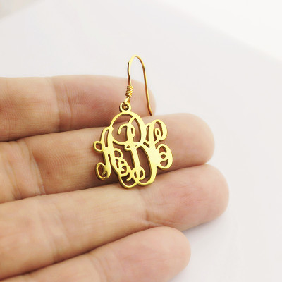Script Monogram Initial Earrings 18ct Gold Plated - The Name Jewellery™