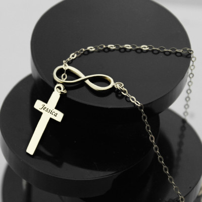 Infinity Cross Name Necklace Sterling Silver - The Name Jewellery™