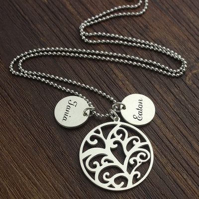 Family Tree Necklace with Custom Name Charm Silver - The Name Jewellery™