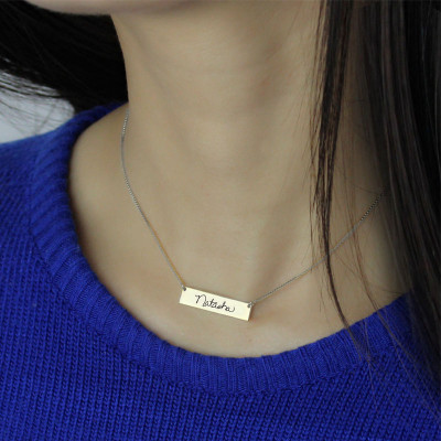 Custom Necklace With Your Signature Bar Silver - The Name Jewellery™
