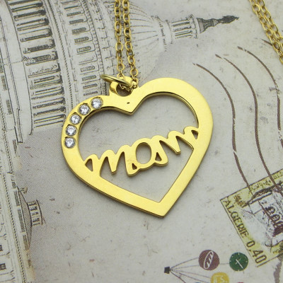 Mothers Heart Necklace With Birthstone 18ct Gold Plated - The Name Jewellery™