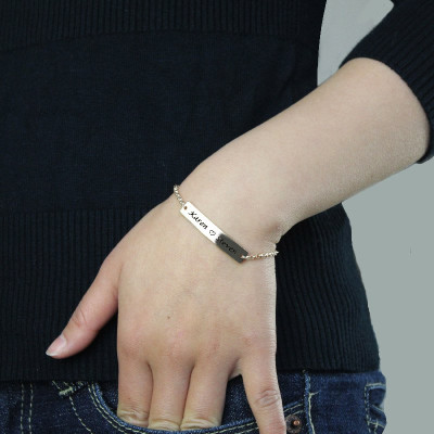 Engraved Name Bar Bracelet For Her Sterling Silver - The Name Jewellery™