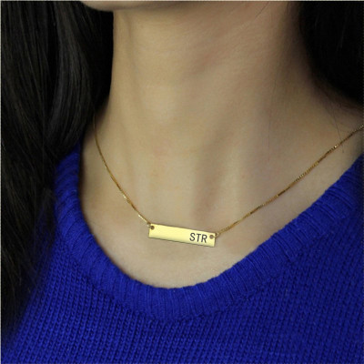 Personalised Initial Bar Necklace 18ct Gold Plated - The Name Jewellery™
