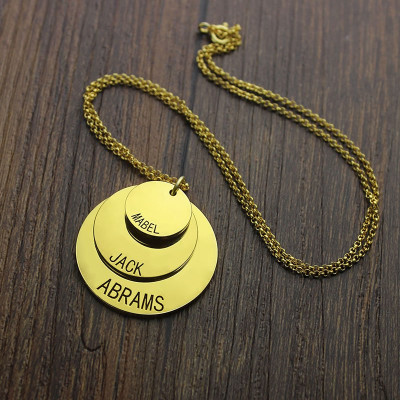 Disc Necklace With Kids Name For Mom 18ct Gold Plated - The Name Jewellery™