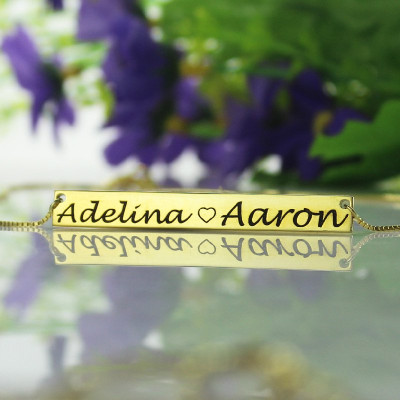 Gold Bar Necklace Engraved Double Name - The Name Jewellery™