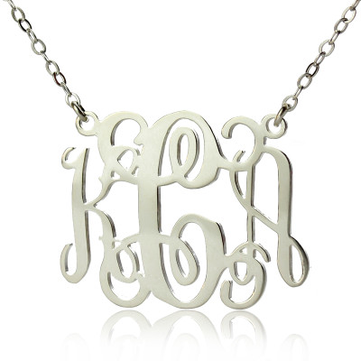 Alexis Bellino Style Monogram Necklace Solid White Gold 18ct - The Name Jewellery™