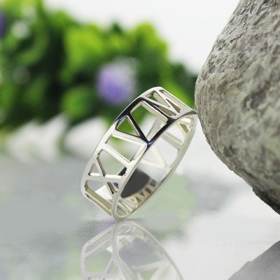 Custom Sterling Silver Roman Numerals Ring - The Name Jewellery™