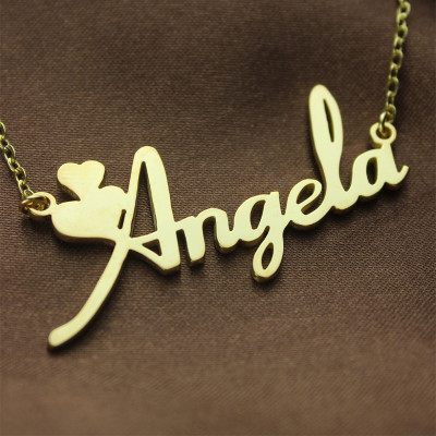 Personalised Solid Gold Fiolex Girls Fonts Heart Name Necklace - The Name Jewellery™