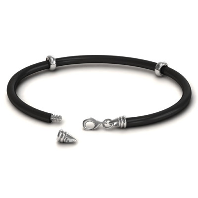 Personalised Leather Bracelet with Silver Clasps - The Name Jewellery™