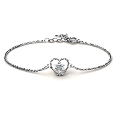 Personalised Chained Heart with Star of David Bracelet - The Name Jewellery™