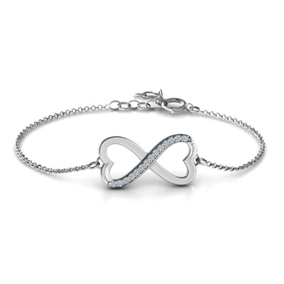 Personalised Double Heart Infinity Bracelet with Accents - The Name Jewellery™