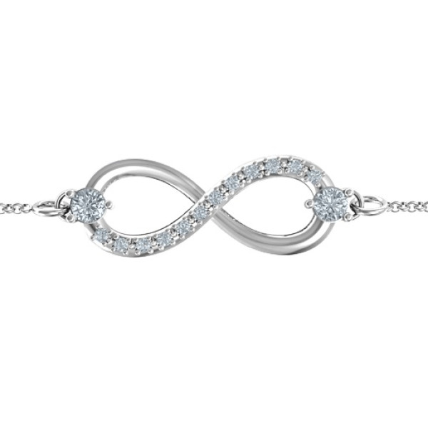 Personalised Double Stone Infinity Accent Bracelet - The Name Jewellery™
