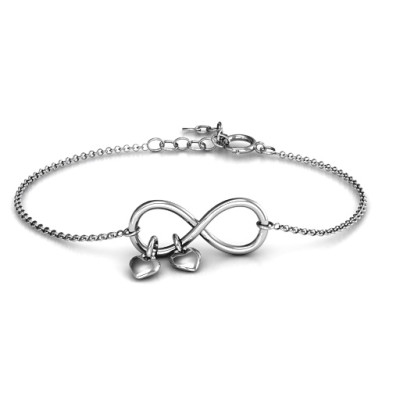 Infinity Promise Bracelet with Two Heart Charms - The Name Jewellery™