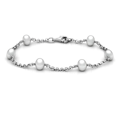 Personalised Linked Freshwater Pearl Bracelet - The Name Jewellery™