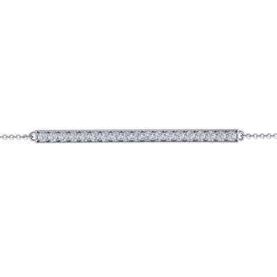 Sterling Silver Beaming Bar Bracelet With Cubic Zirconia Accent Stones - The Name Jewellery™