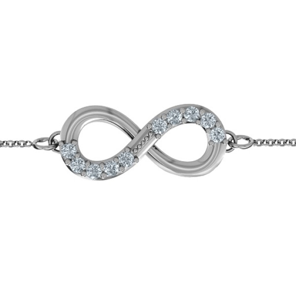 Sterling Silver Birthstone Accent Infinity Bracelet - The Name Jewellery™