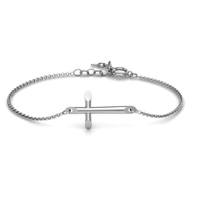 Personalised Sterling Silver Modern Cross Bracelet - The Name Jewellery™
