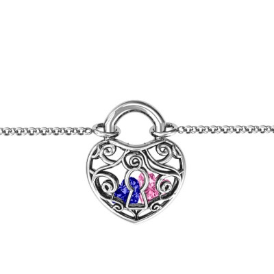 Personalised Sterling Silver True Love's Lock Caged Bracelet - The Name Jewellery™