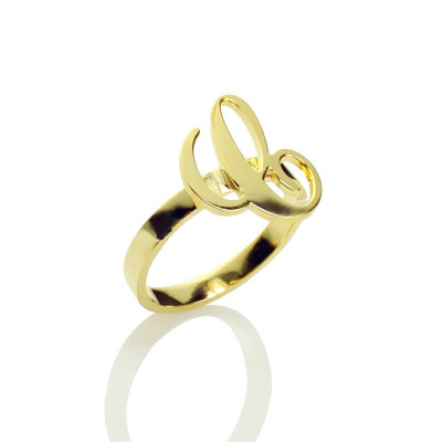 Personalised Carrie Initial Letter Ring 18ct Gold Plated - The Name Jewellery™