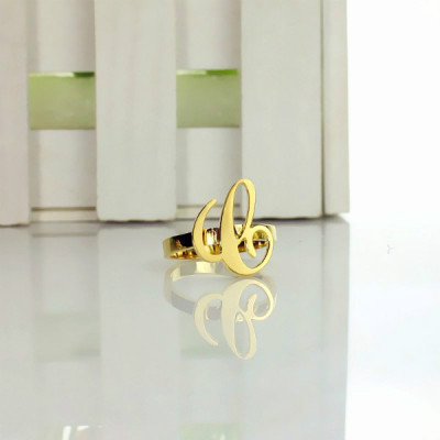 Personalised Carrie Initial Letter Ring 18ct Gold Plated - The Name Jewellery™