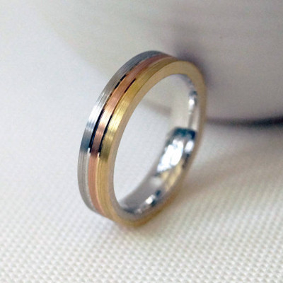 18ct Gold Striped Wedding Ring - The Name Jewellery™