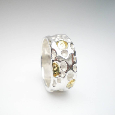 Coral Silver And Gold Ring - The Name Jewellery™
