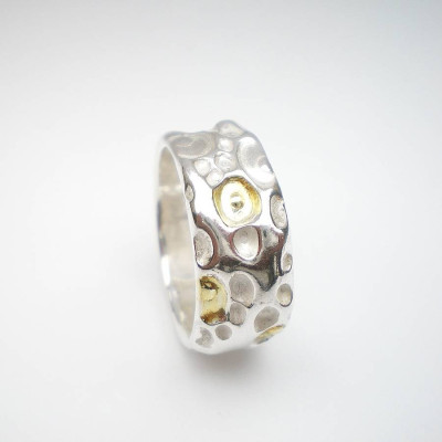 Coral Silver And Gold Ring - The Name Jewellery™