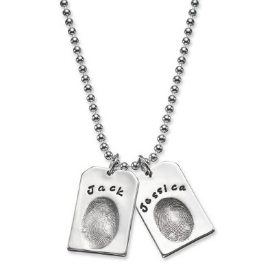 Personalised Fingerprint Silver Dog Tags - The Name Jewellery™