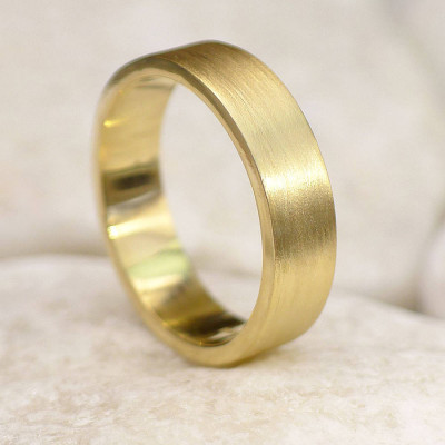 Mens 18ct Gold Wedding Ring, Spun Silk Finish - The Name Jewellery™