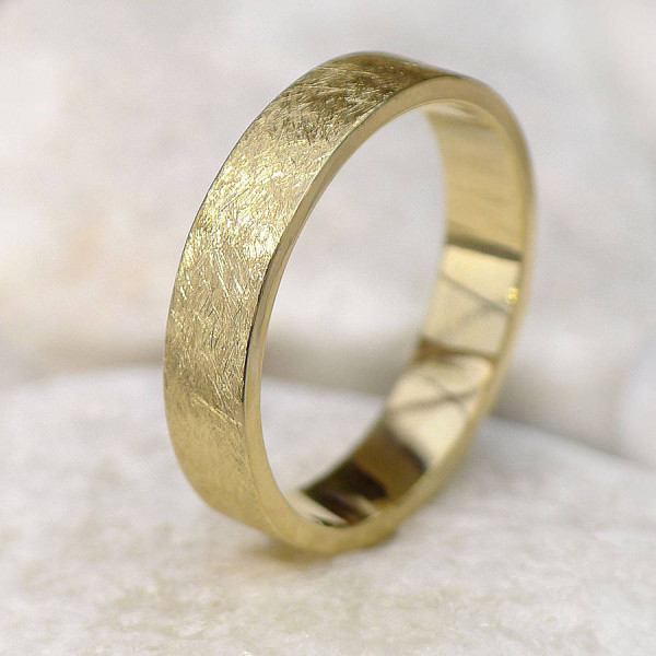 Mens Wedding Ring In 18ct Gold, Urban Finish - The Name Jewellery™
