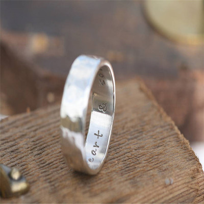 Hammered Personalised Silver Ring - The Name Jewellery™