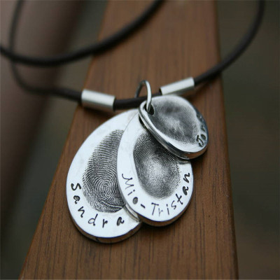 Teardrop Trio Mens Personalised Fingerprint Chain - The Name Jewellery™