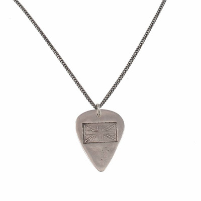 British Flag Stamp Silver Plectrum Necklace - The Name Jewellery™