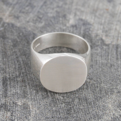 Mens Solid Silver/Gold Circular Signet Ring - The Name Jewellery™