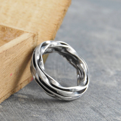 Chunky Mens Silver Oxidised Wrap Ring - The Name Jewellery™