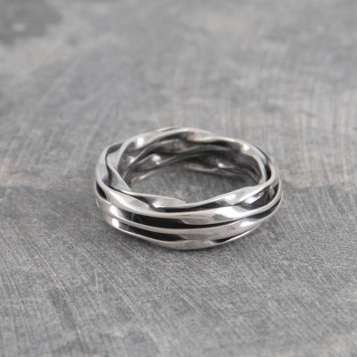 Chunky Mens Silver Oxidised Wrap Ring - The Name Jewellery™