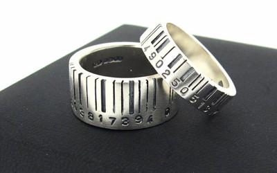 Your Story, Engraved: The Extra Wide Silver Barcode Ring