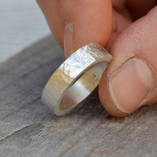 Personalised Textured Wedding Band In Sterling Silver - The Name Jewellery™