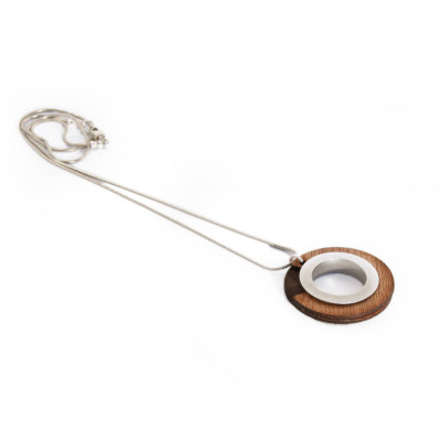Frank Circle Stainless Steel And Wood Pendant - The Name Jewellery™