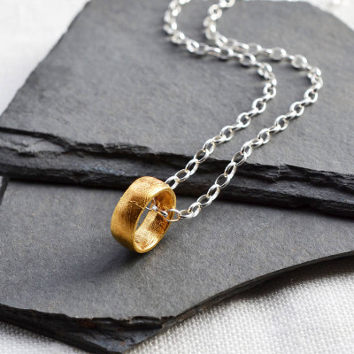 Gold Plated Meteorite Ring Necklace - The Name Jewellery™