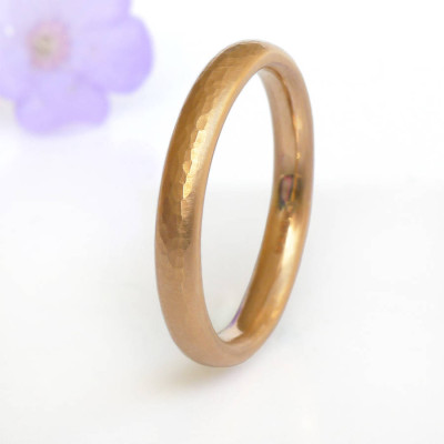 Hammered Comfort Fit Wedding Ring, 18ct Gold - The Name Jewellery™