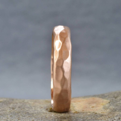 Handmade 18ct Rose Gold Hammered Wedding Ring - The Name Jewellery™