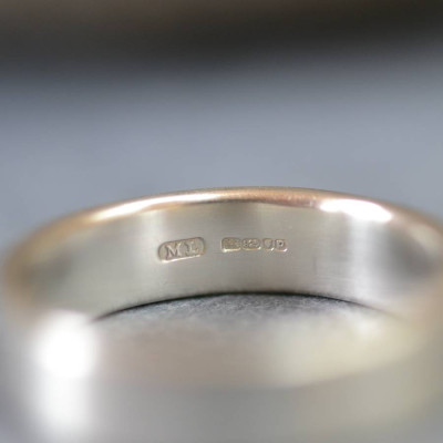 Handmade Satin Silver Rectangular Wedding Ring - The Name Jewellery™